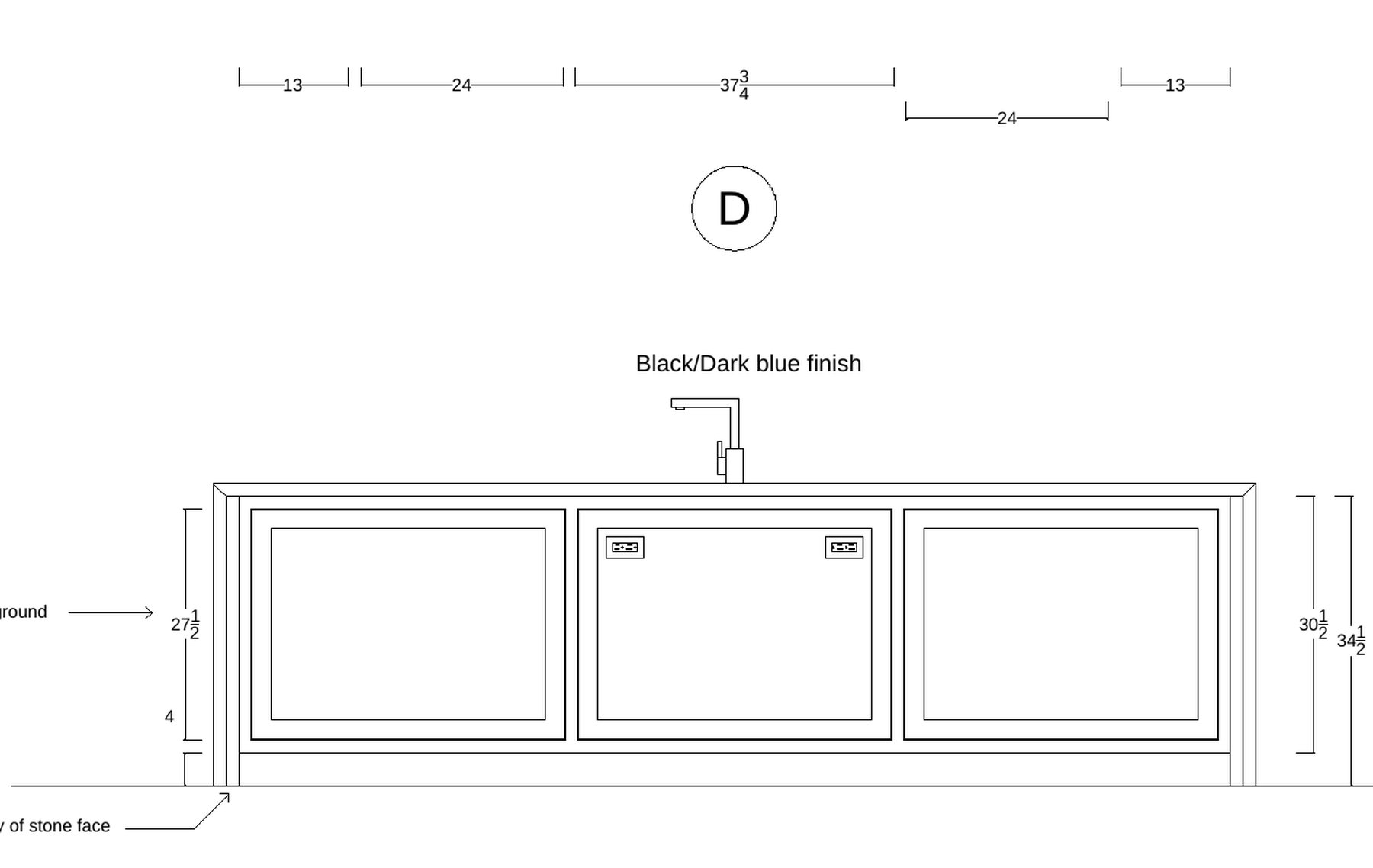 Kitchen island, shop drawing