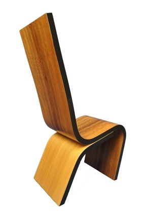 Chair, a single formed piece with a dark edge line