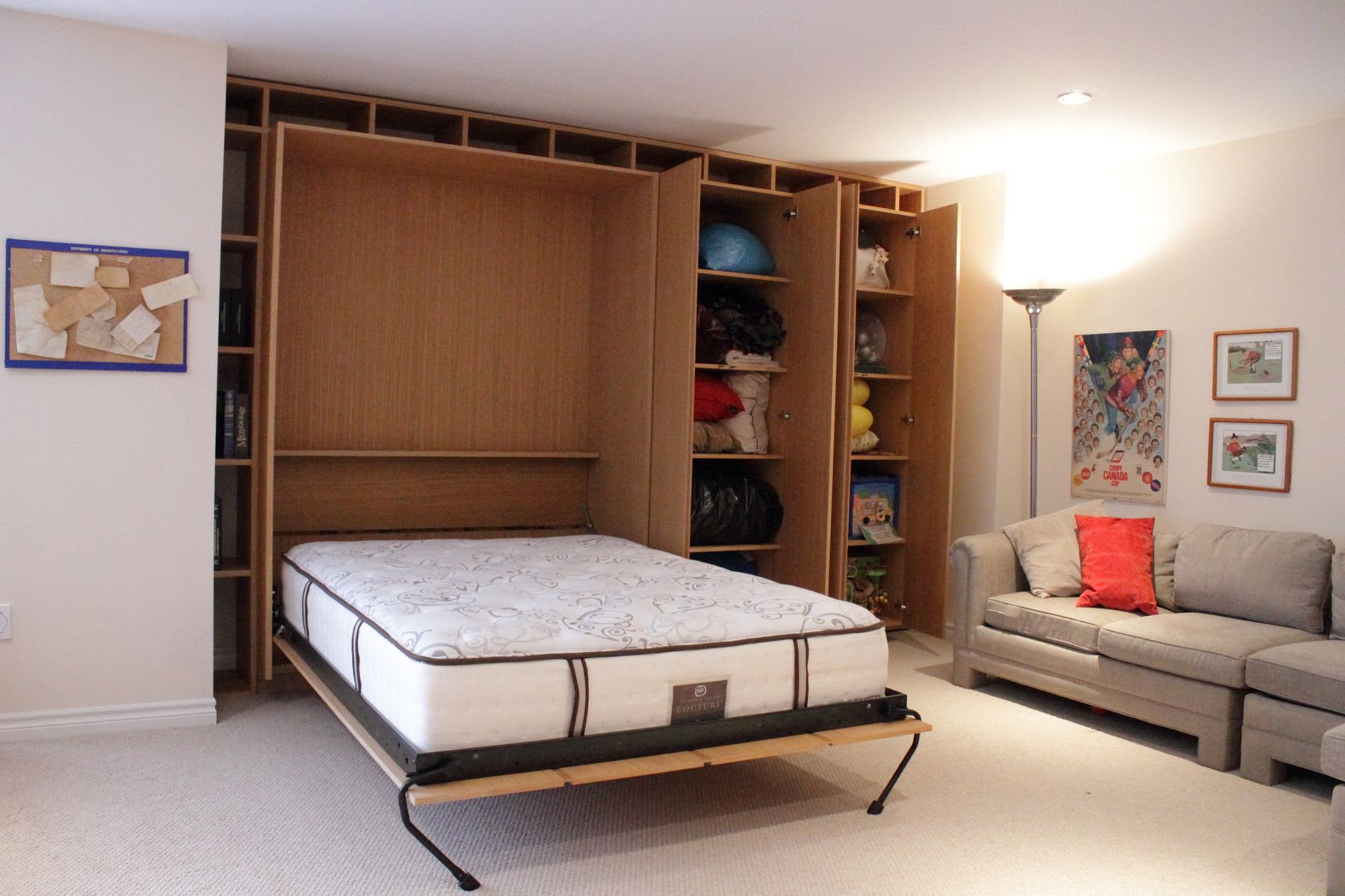 Basement wall, The bed folds down out of the wall