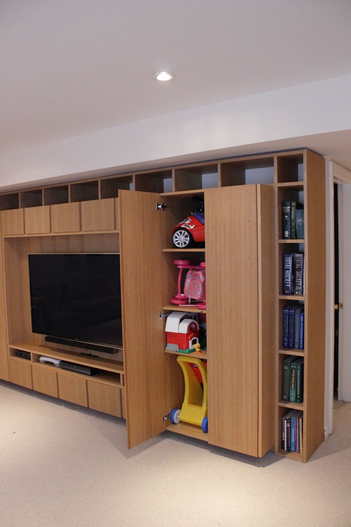 Basement wall, Doors open to full-height storage